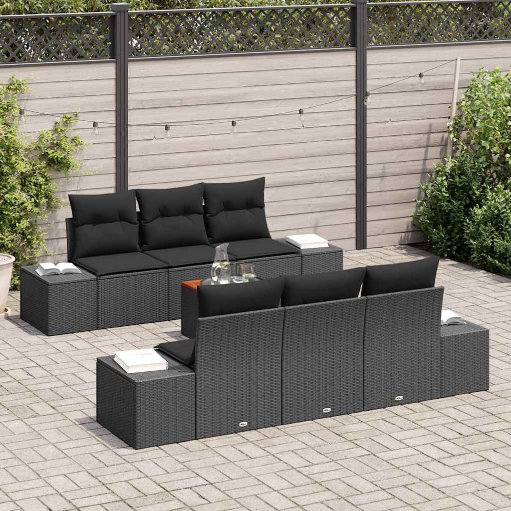 Garten-Sofa-Set 7 pcs Schwarz 55 x 55 x 37 cm